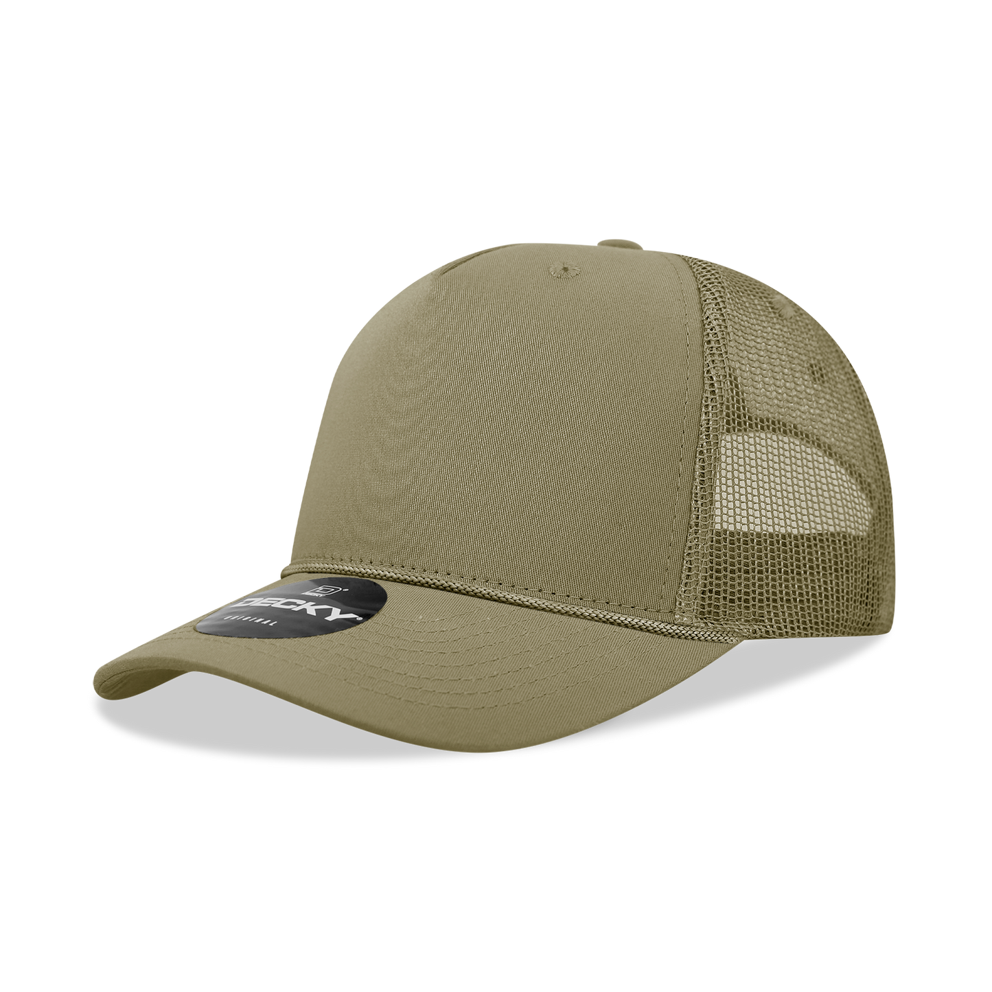 Decky-6040-5 Panel Mid Profile Structured Cotton/Poly Blend Trucker w/Rope