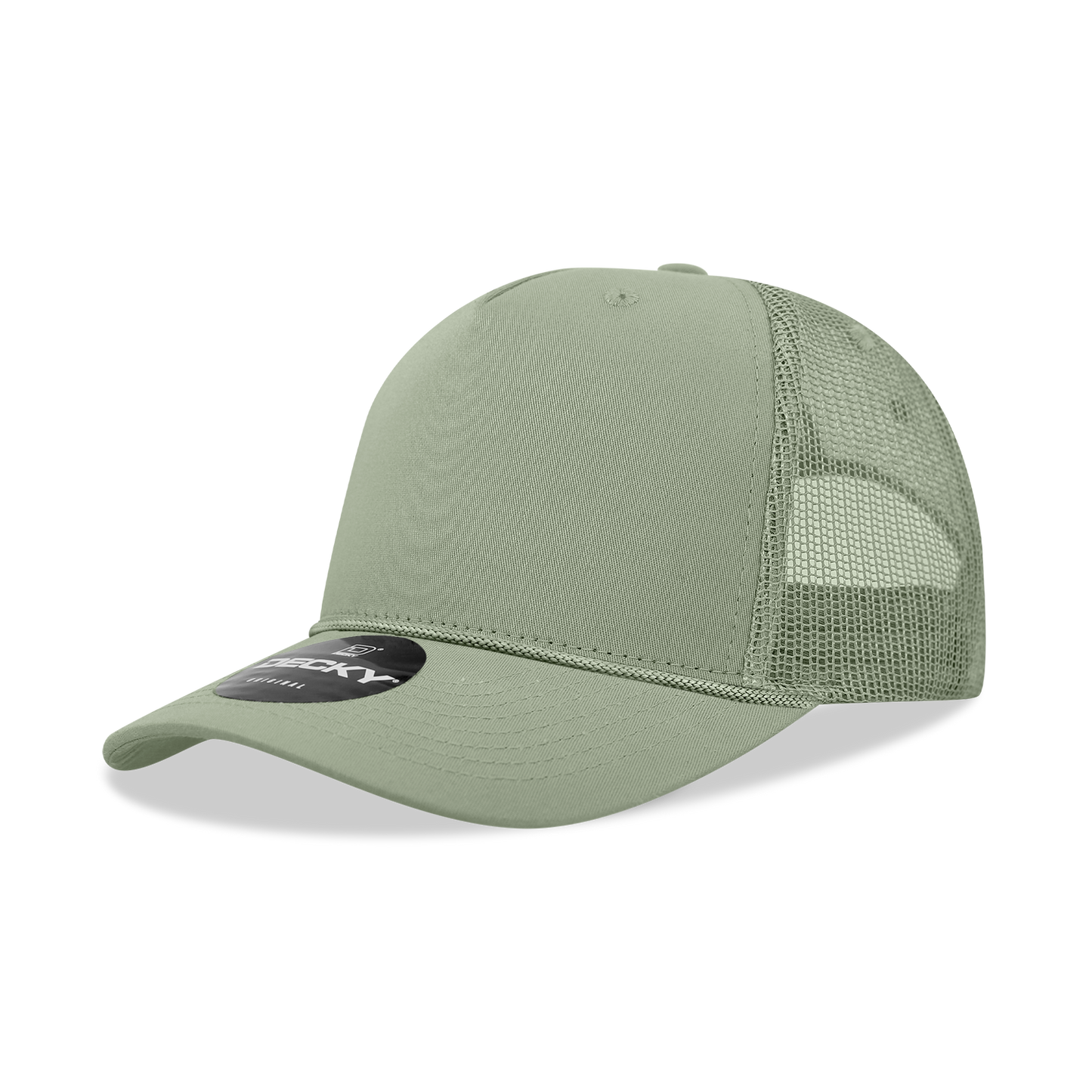 Decky-6040-5 Panel Mid Profile Structured Cotton/Poly Blend Trucker w/Rope