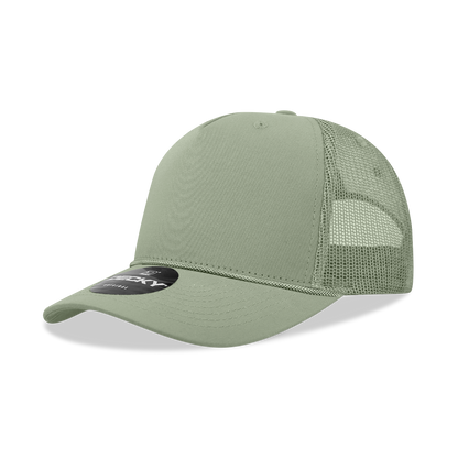 Decky-6040-5 Panel Mid Profile Structured Cotton/Poly Blend Trucker w/Rope