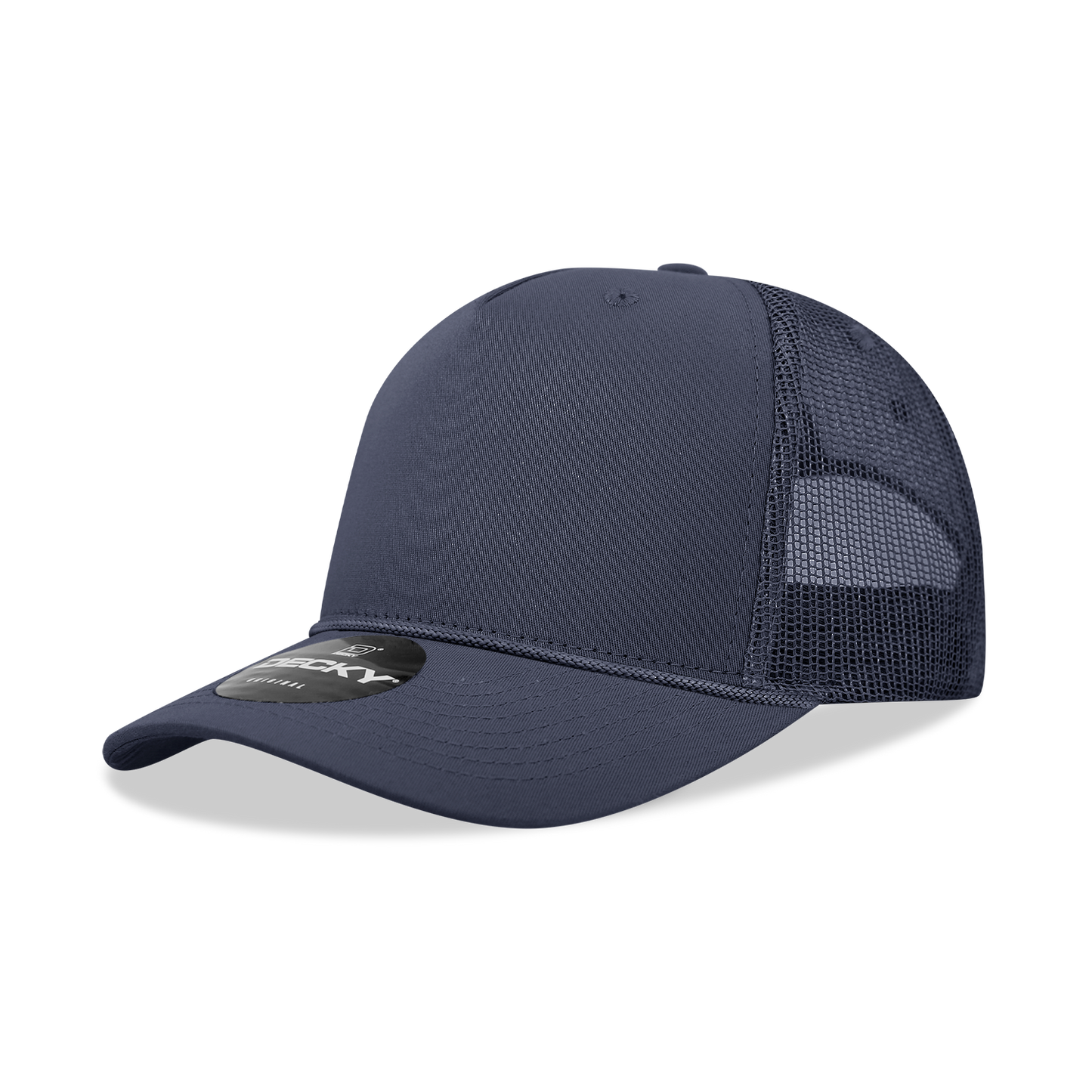 Decky-6040-5 Panel Mid Profile Structured Cotton/Poly Blend Trucker w/Rope