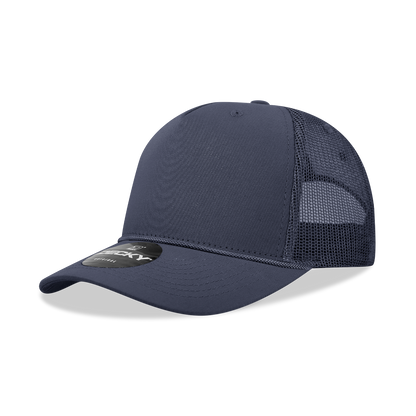 Decky-6040-5 Panel Mid Profile Structured Cotton/Poly Blend Trucker w/Rope