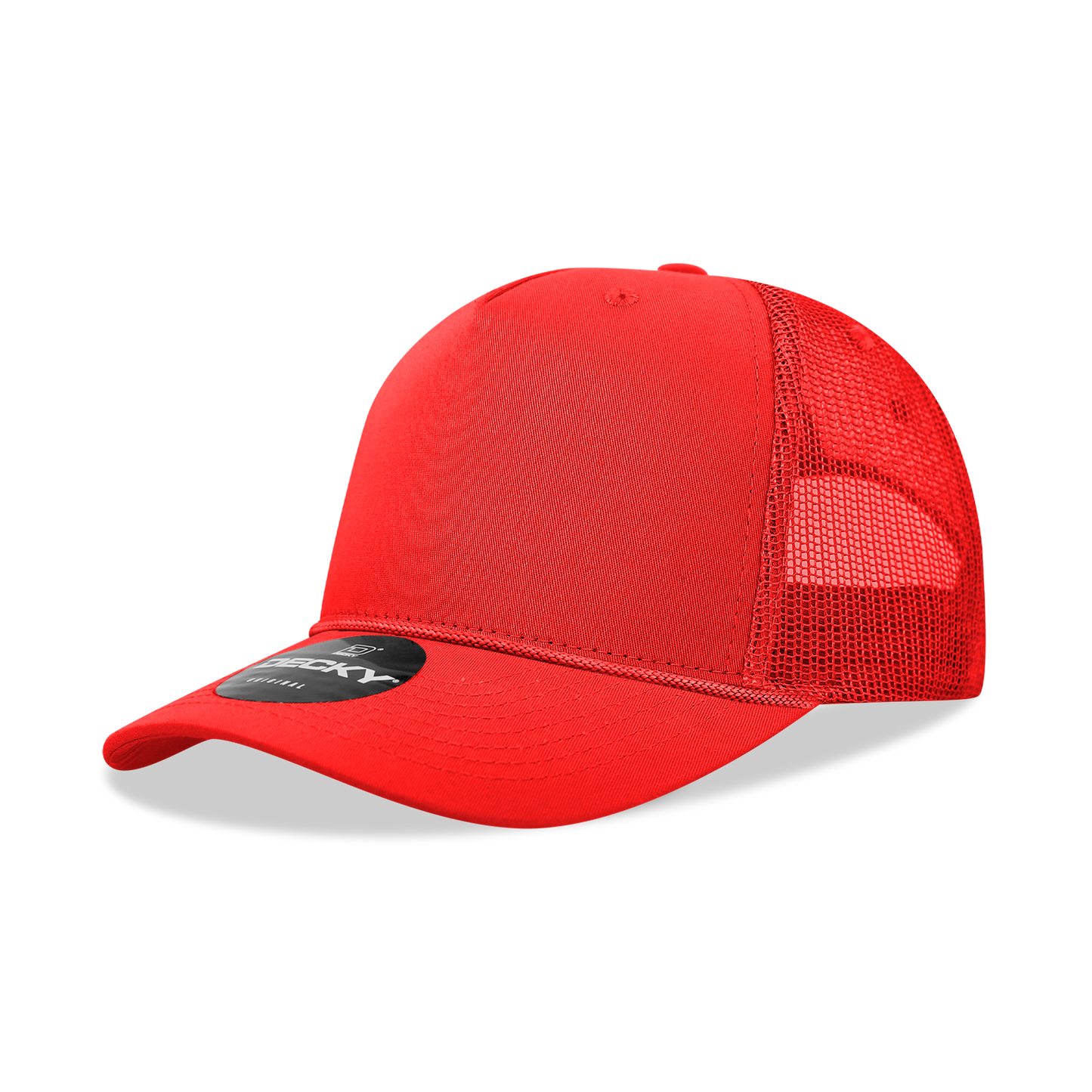Decky-6040-5 Panel Mid Profile Structured Cotton/Poly Blend Trucker w/Rope