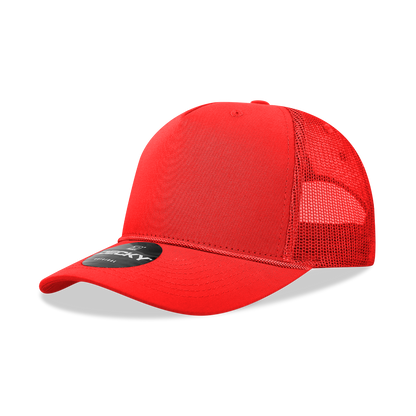 Decky-6040-5 Panel Mid Profile Structured Cotton/Poly Blend Trucker w/Rope