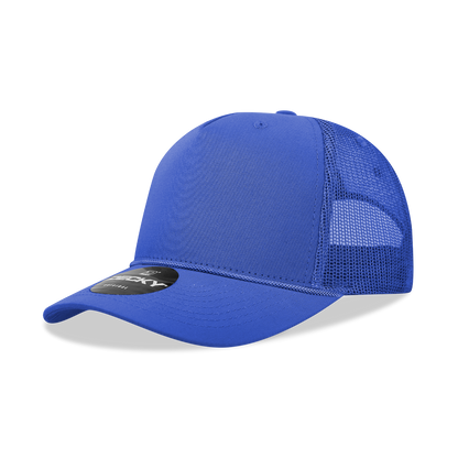 Decky-6040-5 Panel Mid Profile Structured Cotton/Poly Blend Trucker w/Rope