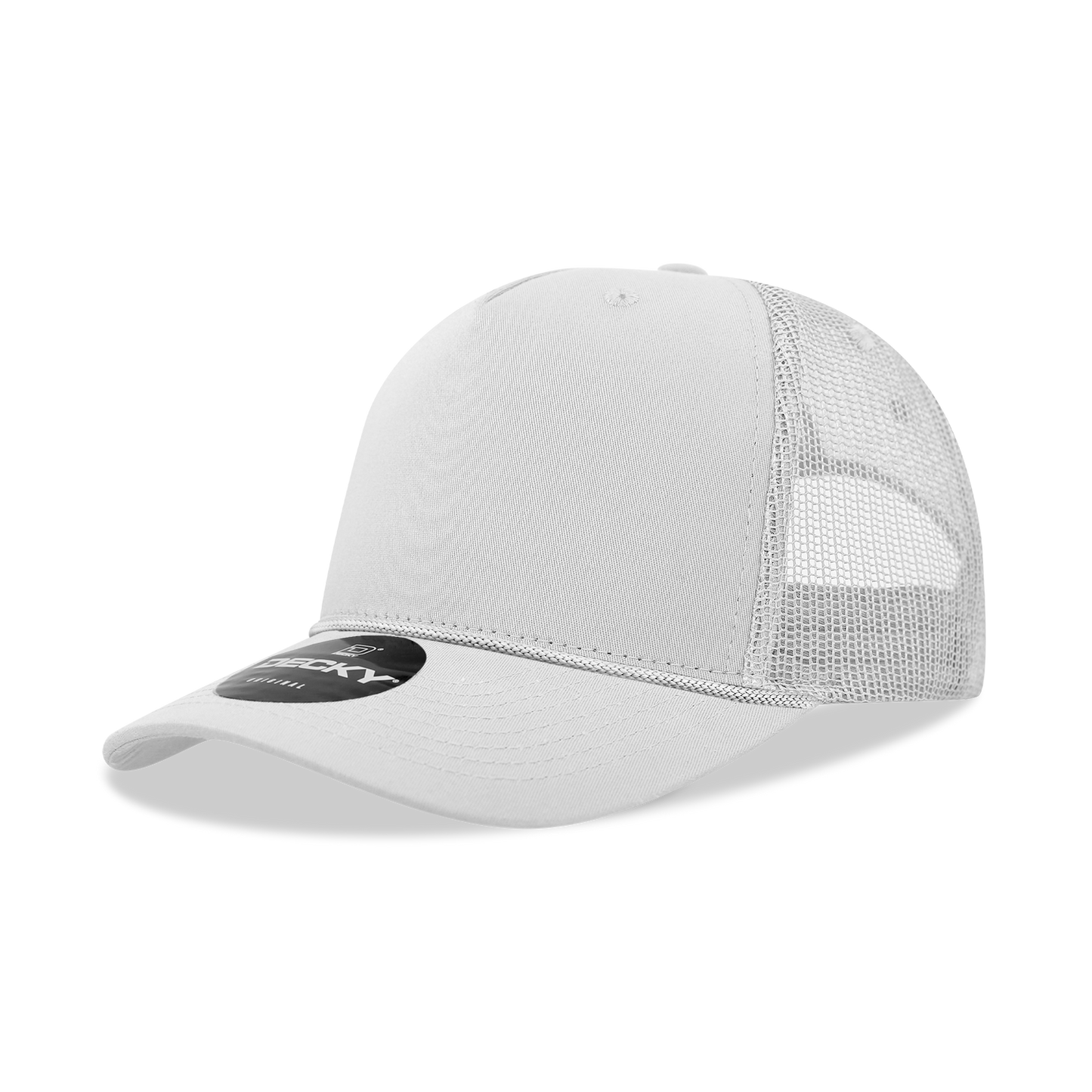 Decky-6040-5 Panel Mid Profile Structured Cotton/Poly Blend Trucker w/Rope