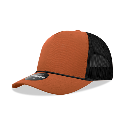 Decky-6040-5 Panel Mid Profile Structured Cotton/Poly Blend Trucker w/Rope