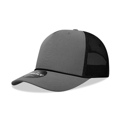 Decky-6040-5 Panel Mid Profile Structured Cotton/Poly Blend Trucker w/Rope