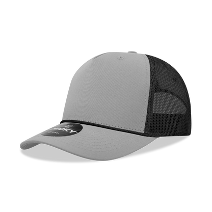 Decky-6040-5 Panel Mid Profile Structured Cotton/Poly Blend Trucker w/Rope