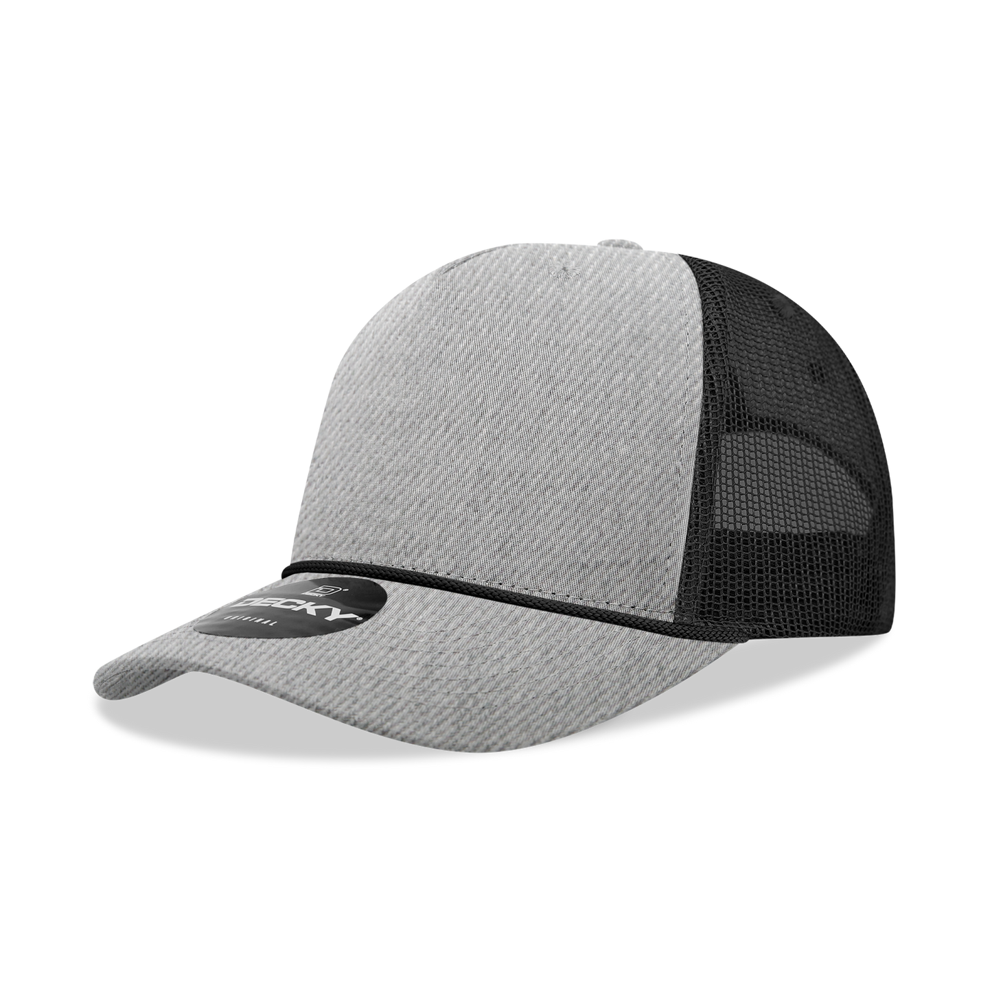 Decky-6040-5 Panel Mid Profile Structured Cotton/Poly Blend Trucker w/Rope