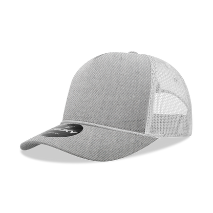 Decky-6040-5 Panel Mid Profile Structured Cotton/Poly Blend Trucker w/Rope