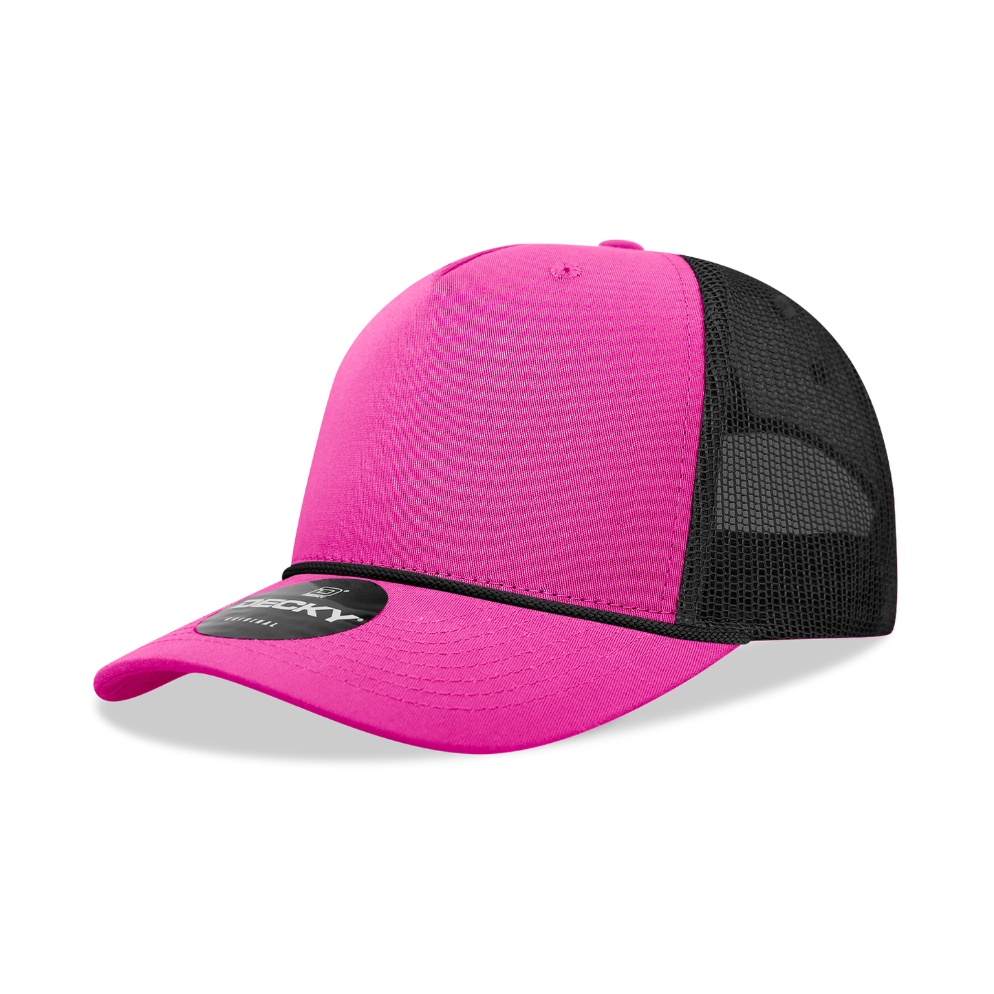 Decky-6040-5 Panel Mid Profile Structured Cotton/Poly Blend Trucker w/Rope