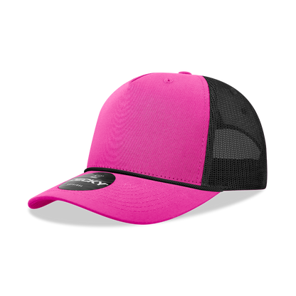Decky-6040-5 Panel Mid Profile Structured Cotton/Poly Blend Trucker w/Rope