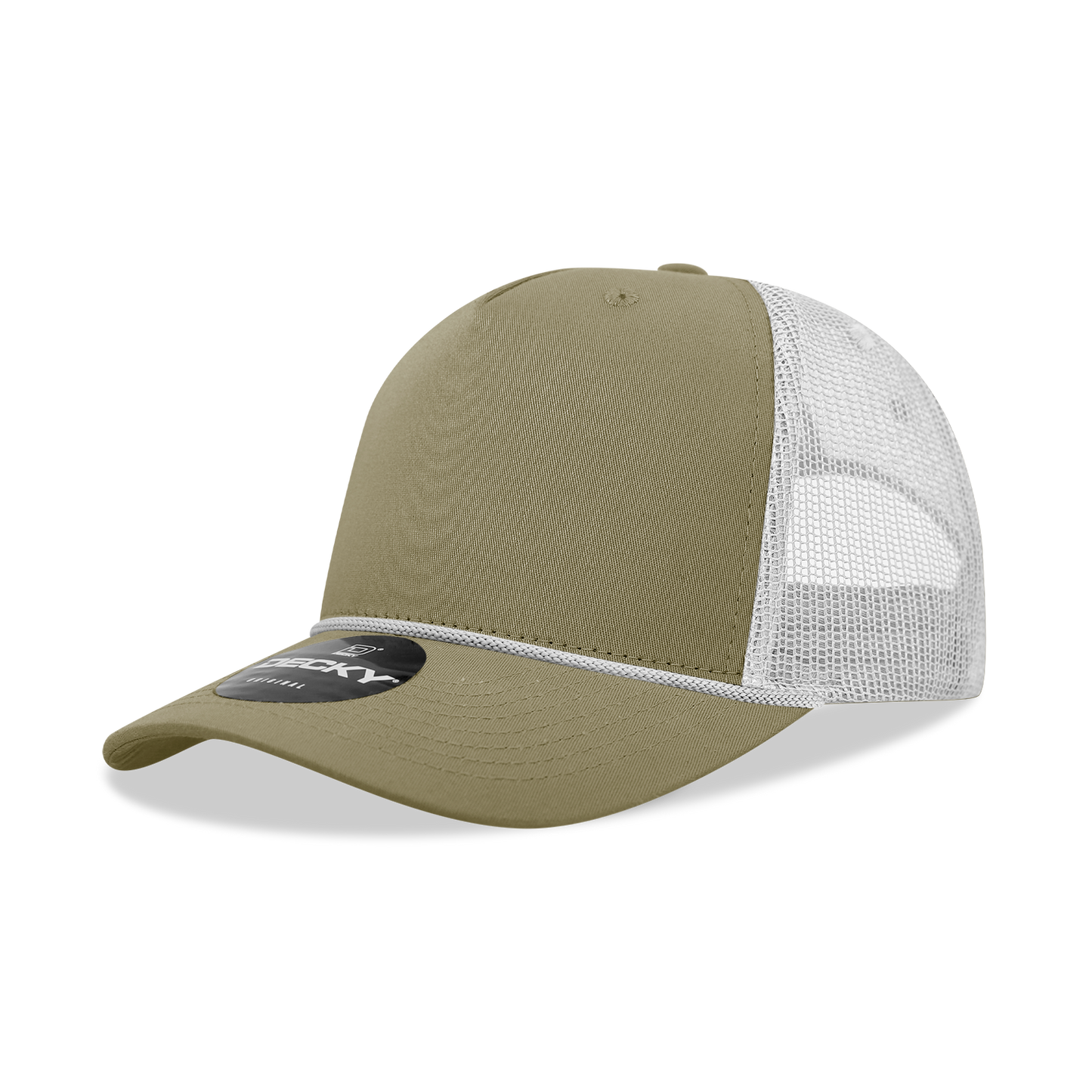 Decky-6040-5 Panel Mid Profile Structured Cotton/Poly Blend Trucker w/Rope