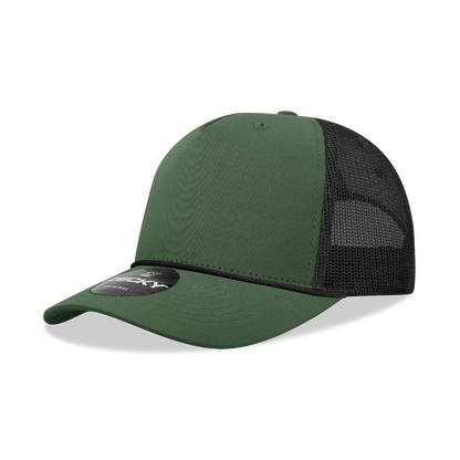 Decky-6040-5 Panel Mid Profile Structured Cotton/Poly Blend Trucker w/Rope