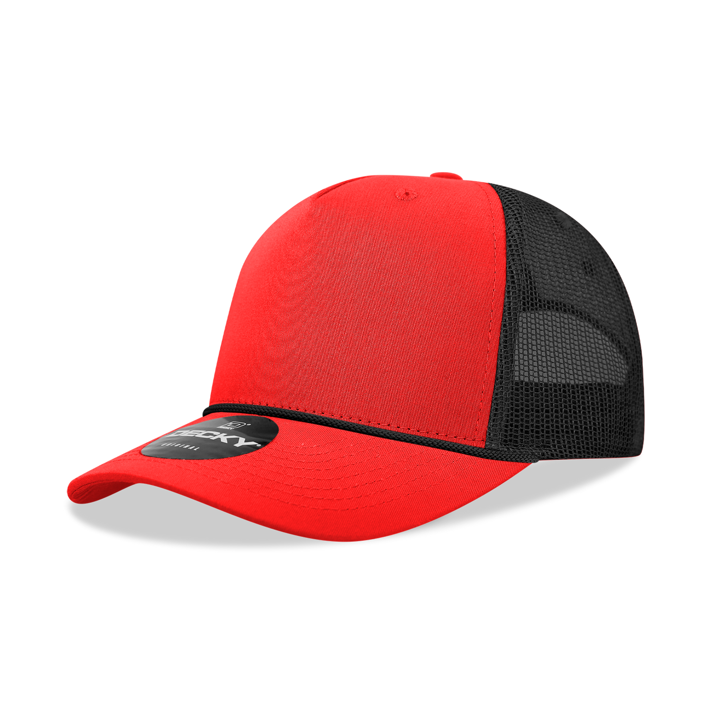 Decky-6040-5 Panel Mid Profile Structured Cotton/Poly Blend Trucker w/Rope