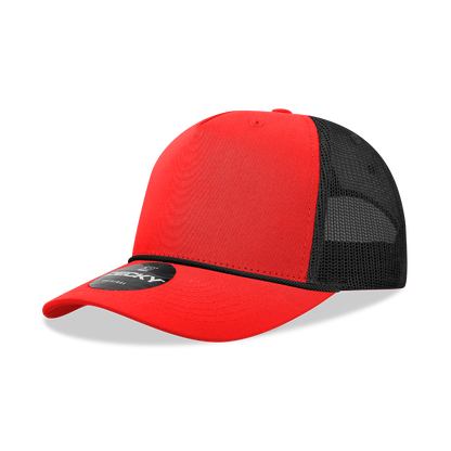 Decky-6040-5 Panel Mid Profile Structured Cotton/Poly Blend Trucker w/Rope