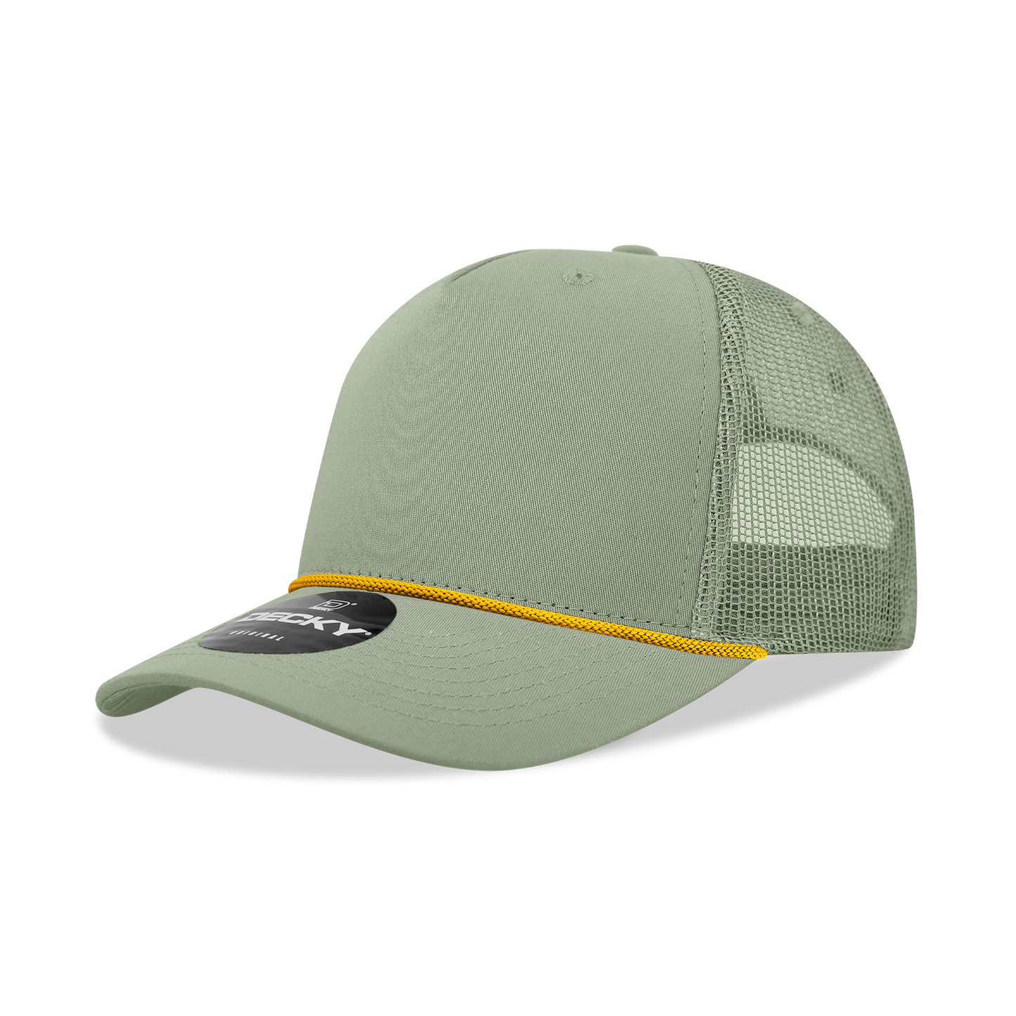 Decky-6040-5 Panel Mid Profile Structured Cotton/Poly Blend Trucker w/Rope