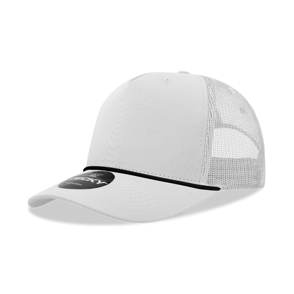 Decky-6040-5 Panel Mid Profile Structured Cotton/Poly Blend Trucker w/Rope