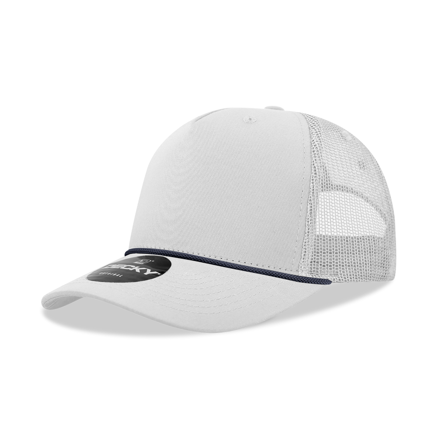 Decky-6040-5 Panel Mid Profile Structured Cotton/Poly Blend Trucker w/Rope