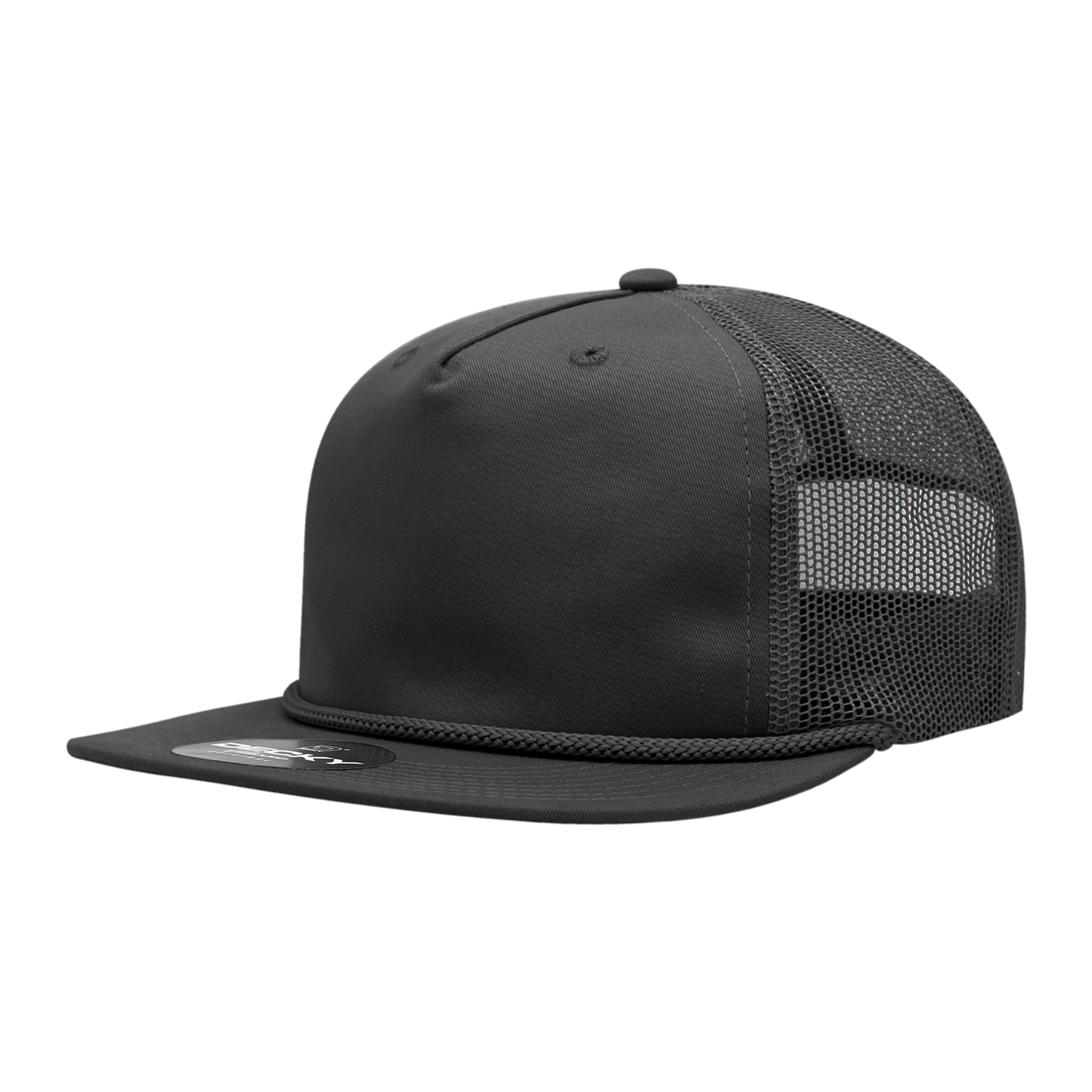 Decky-6041-5 Panel High Profile Relaxed Cotton Blend Trucker w/Rope