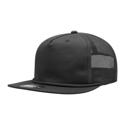 Decky-6041-5 Panel High Profile Relaxed Cotton Blend Trucker w/Rope