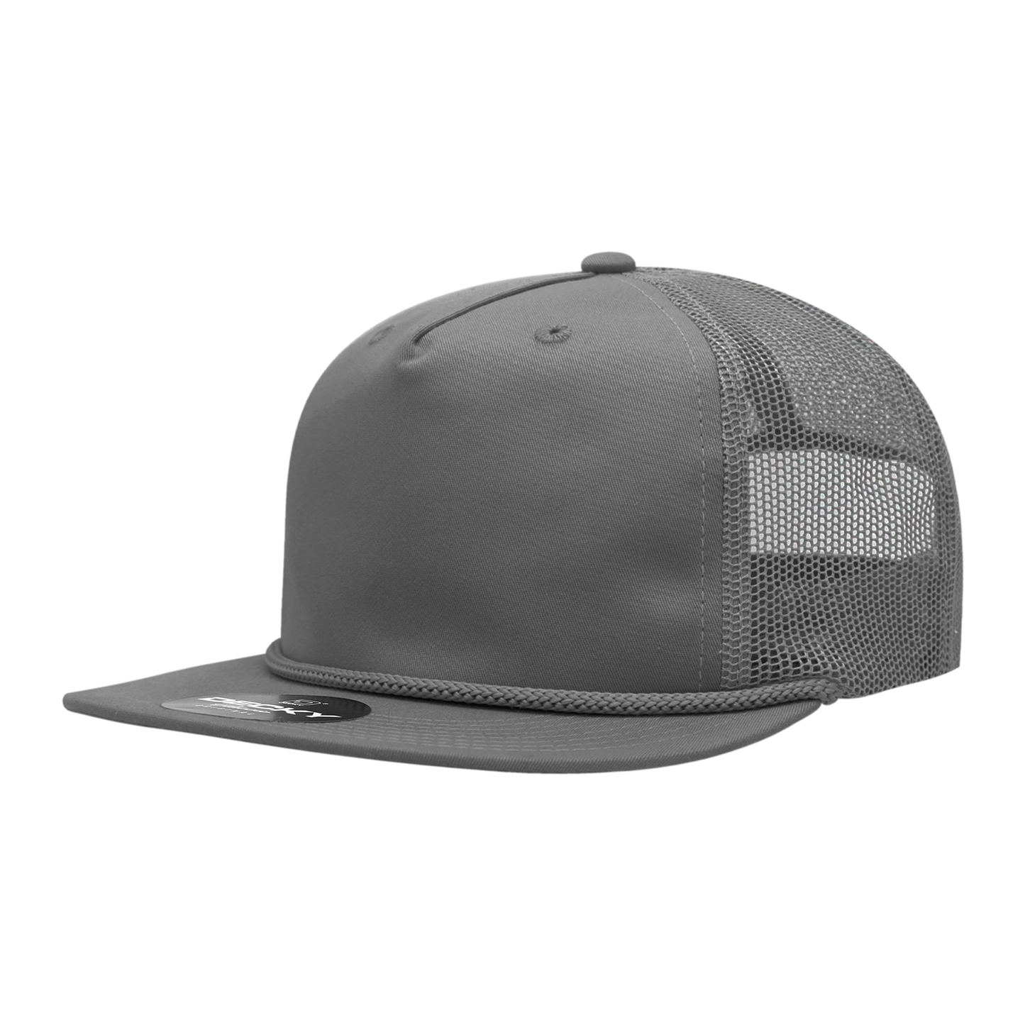 Decky-6041-5 Panel High Profile Relaxed Cotton Blend Trucker w/Rope
