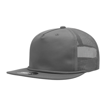 Decky-6041-5 Panel High Profile Relaxed Cotton Blend Trucker w/Rope