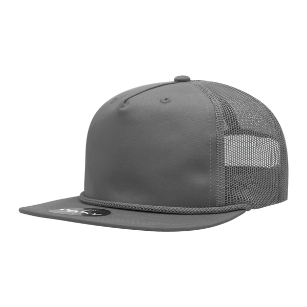 Decky-6041-5 Panel High Profile Relaxed Cotton Blend Trucker w/Rope - Charcoal