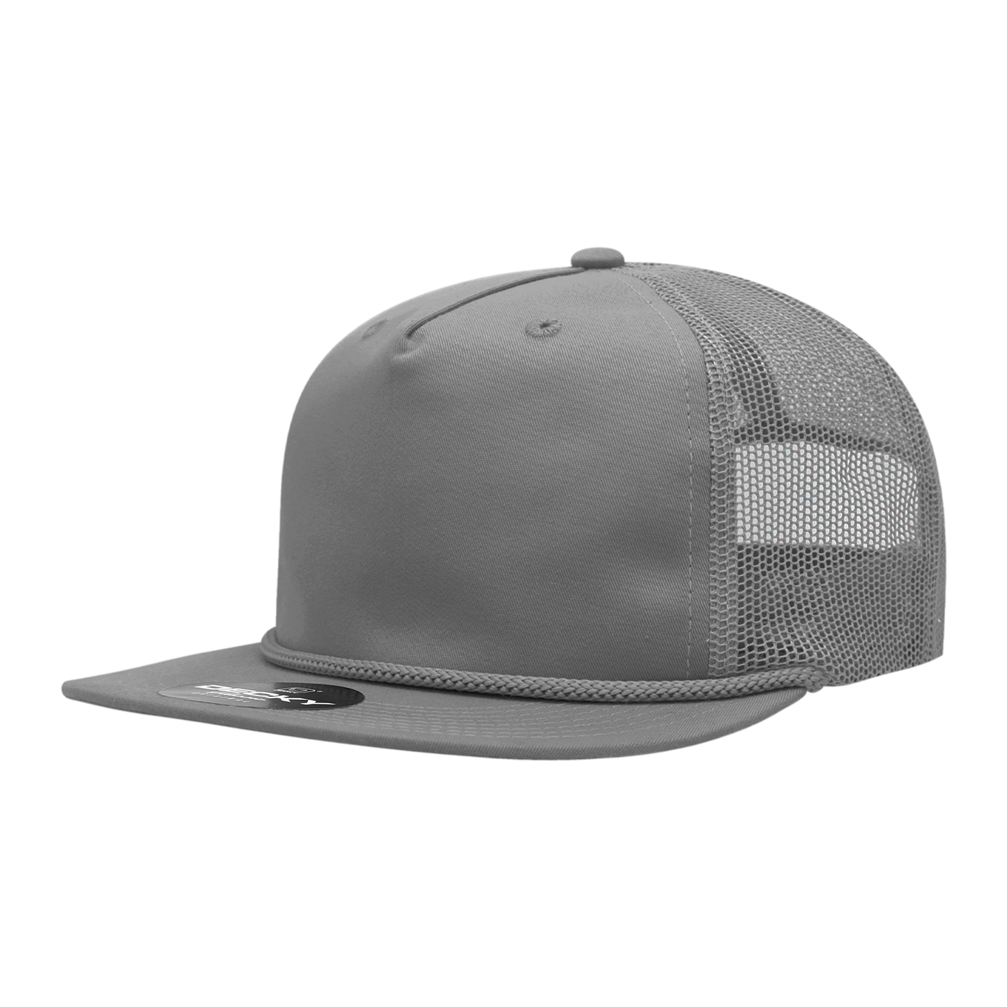 Decky-6041-5 Panel High Profile Relaxed Cotton Blend Trucker w/Rope