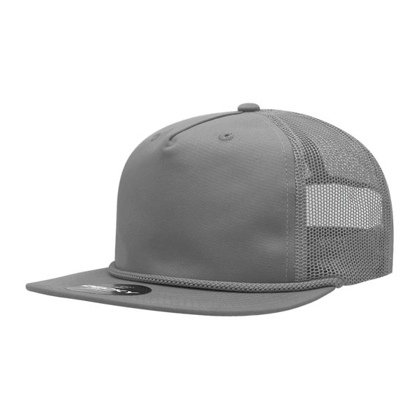 Decky-6041-5 Panel High Profile Relaxed Cotton Blend Trucker w/Rope - Grey