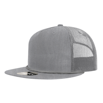 Decky-6041-5 Panel High Profile Relaxed Cotton Blend Trucker w/Rope