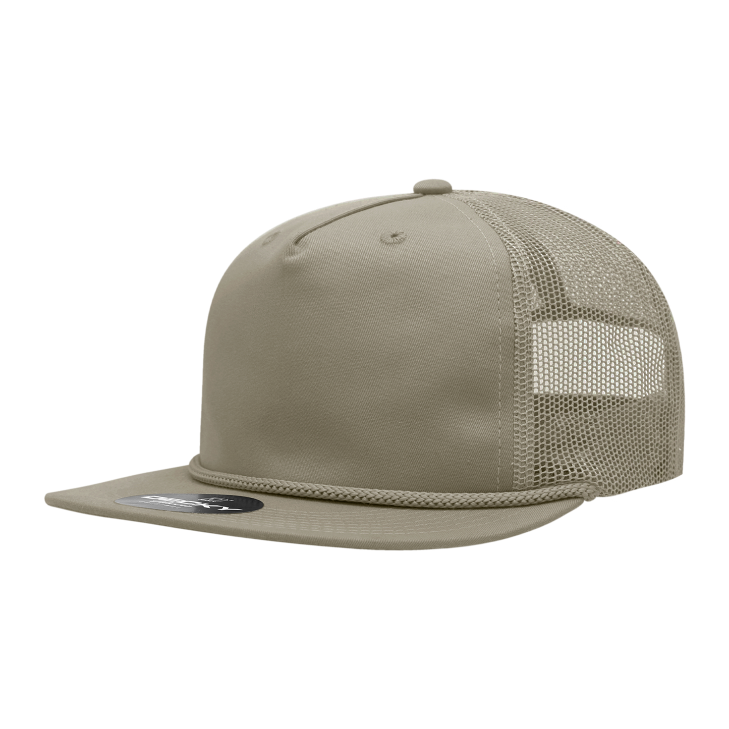 Decky-6041-5 Panel High Profile Relaxed Cotton Blend Trucker w/Rope