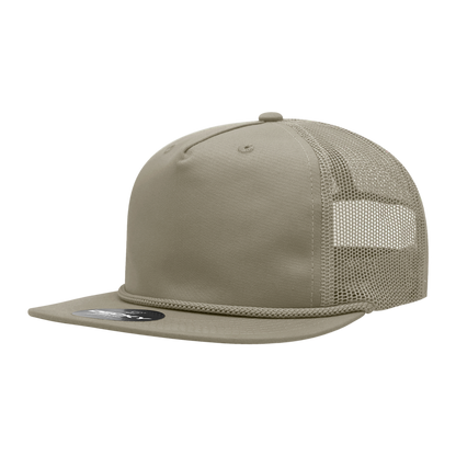 Decky-6041-5 Panel High Profile Relaxed Cotton Blend Trucker w/Rope