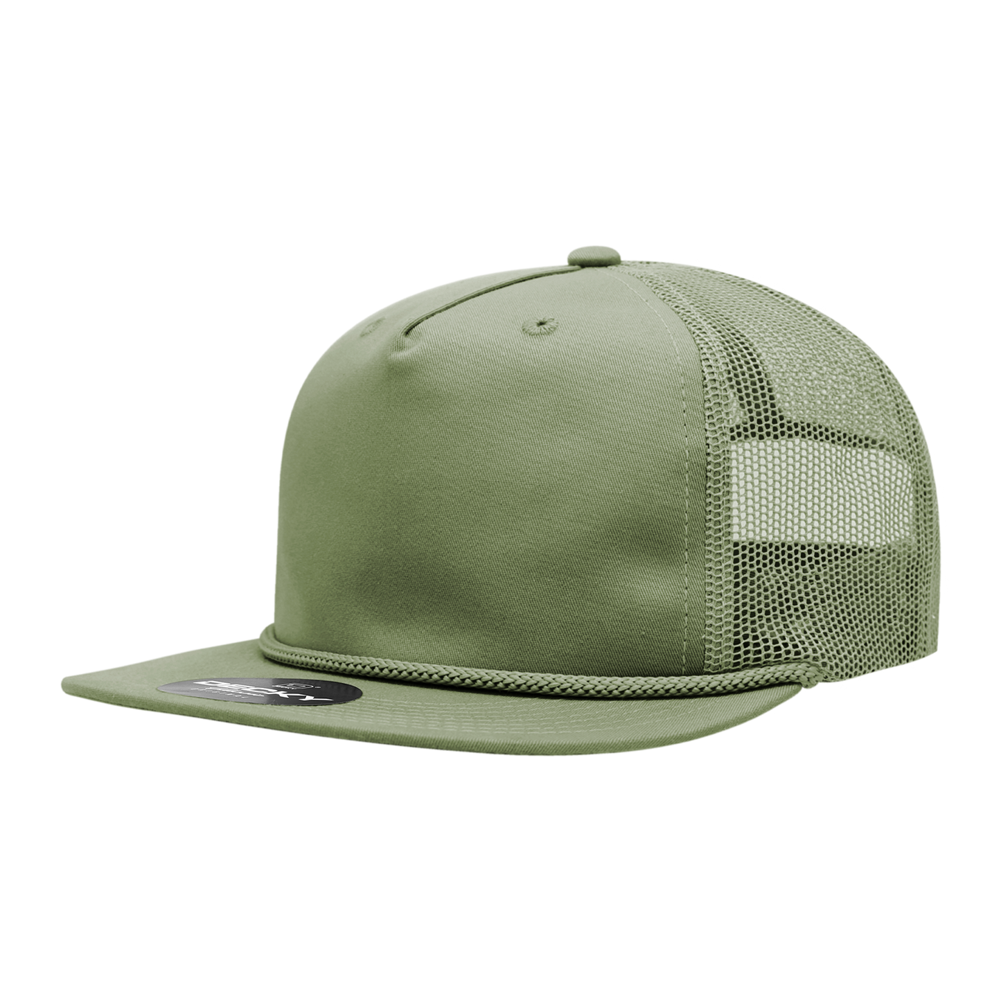 Decky-6041-5 Panel High Profile Relaxed Cotton Blend Trucker w/Rope