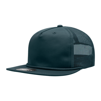 Decky-6041-5 Panel High Profile Relaxed Cotton Blend Trucker w/Rope