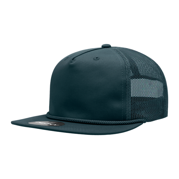 Decky-6041-5 Panel High Profile Relaxed Cotton Blend Trucker w/Rope - Navy