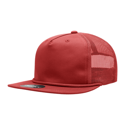 Decky-6041-5 Panel High Profile Relaxed Cotton Blend Trucker w/Rope