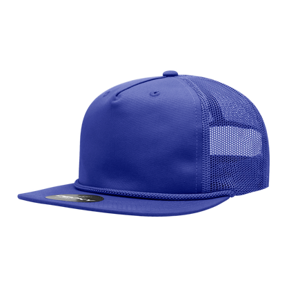 Decky-6041-5 Panel High Profile Relaxed Cotton Blend Trucker w/Rope
