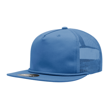 Decky-6041-5 Panel High Profile Relaxed Cotton Blend Trucker w/Rope