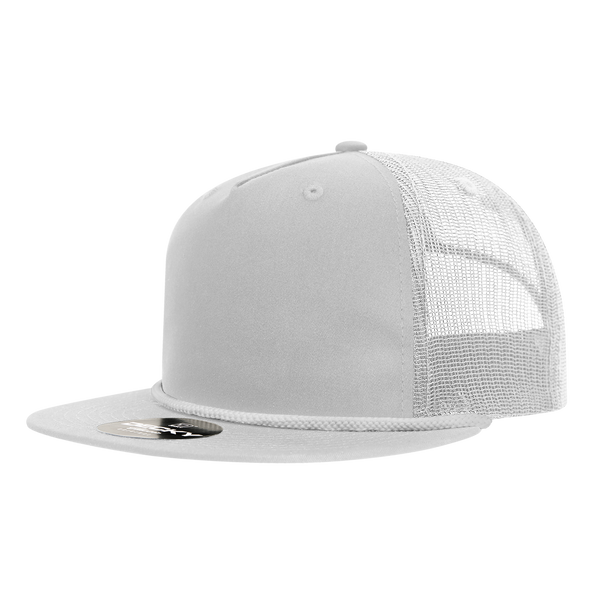 Decky-6041-5 Panel High Profile Relaxed Cotton Blend Trucker w/Rope - White