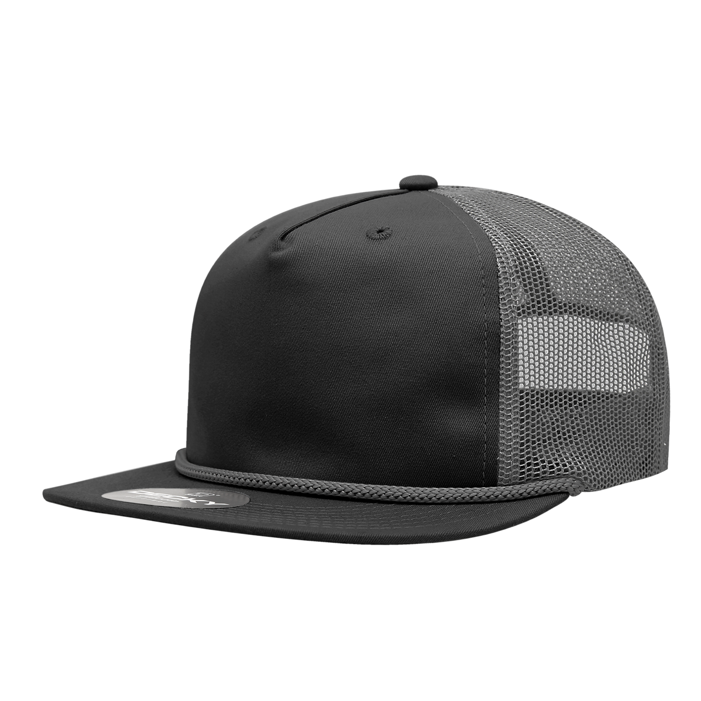 Decky-6041-5 Panel High Profile Relaxed Cotton Blend Trucker w/Rope