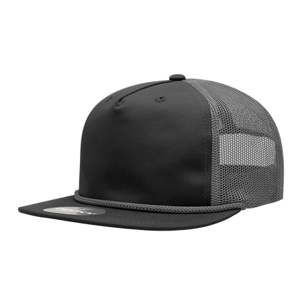 Decky-6041-5 Panel High Profile Relaxed Cotton Blend Trucker w/Rope