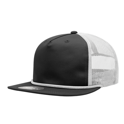 Decky-6041-5 Panel High Profile Relaxed Cotton Blend Trucker w/Rope