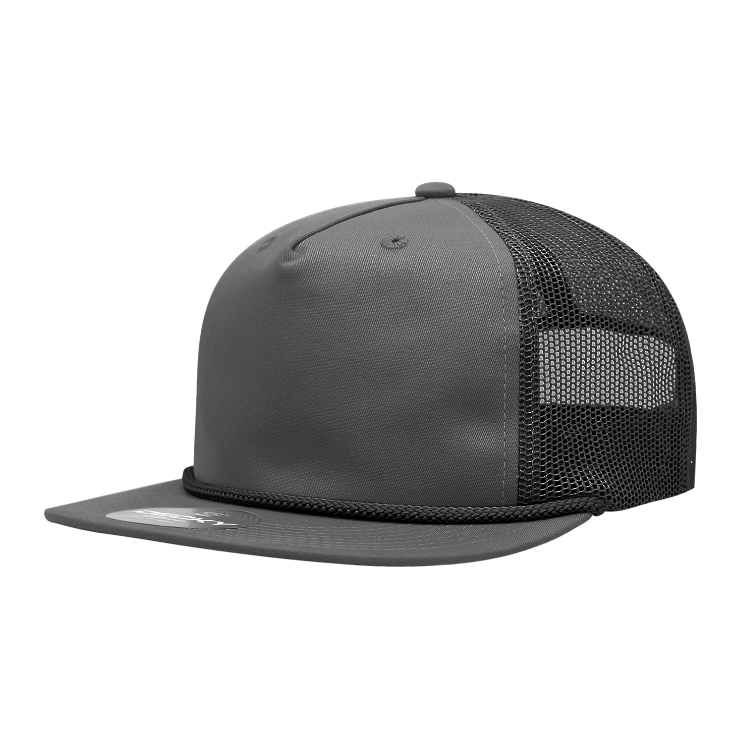 Decky-6041-5 Panel High Profile Relaxed Cotton Blend Trucker w/Rope
