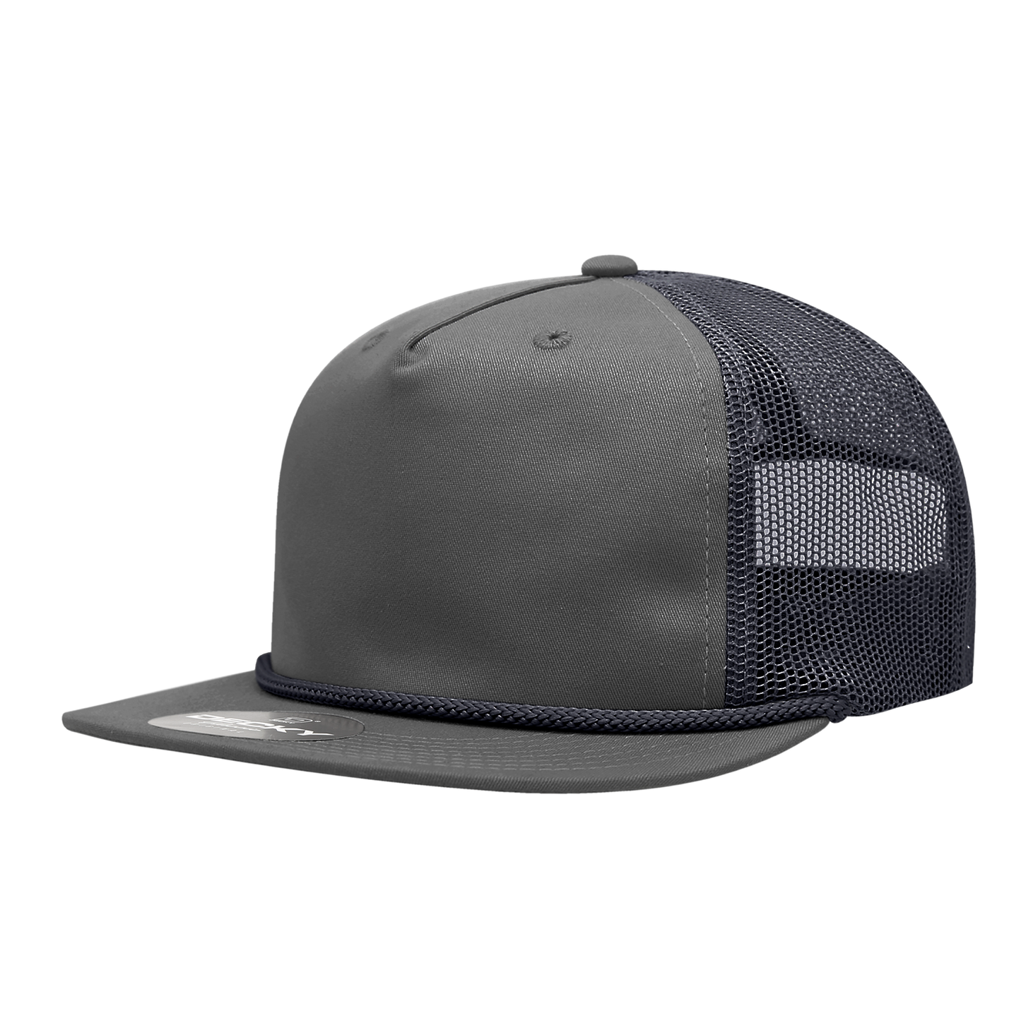 Decky-6041-5 Panel High Profile Relaxed Cotton Blend Trucker w/Rope