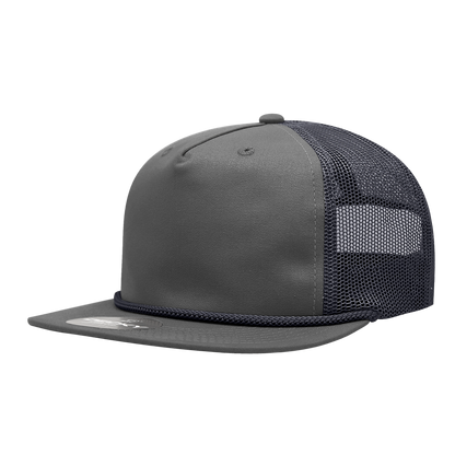 Decky-6041-5 Panel High Profile Relaxed Cotton Blend Trucker w/Rope