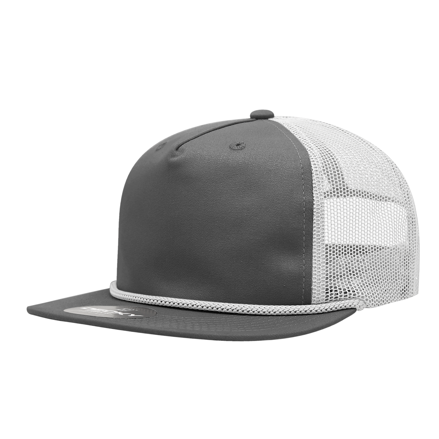 Decky-6041-5 Panel High Profile Relaxed Cotton Blend Trucker w/Rope