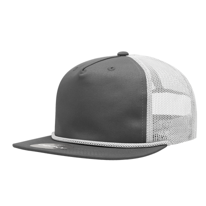 Decky-6041-5 Panel High Profile Relaxed Cotton Blend Trucker w/Rope