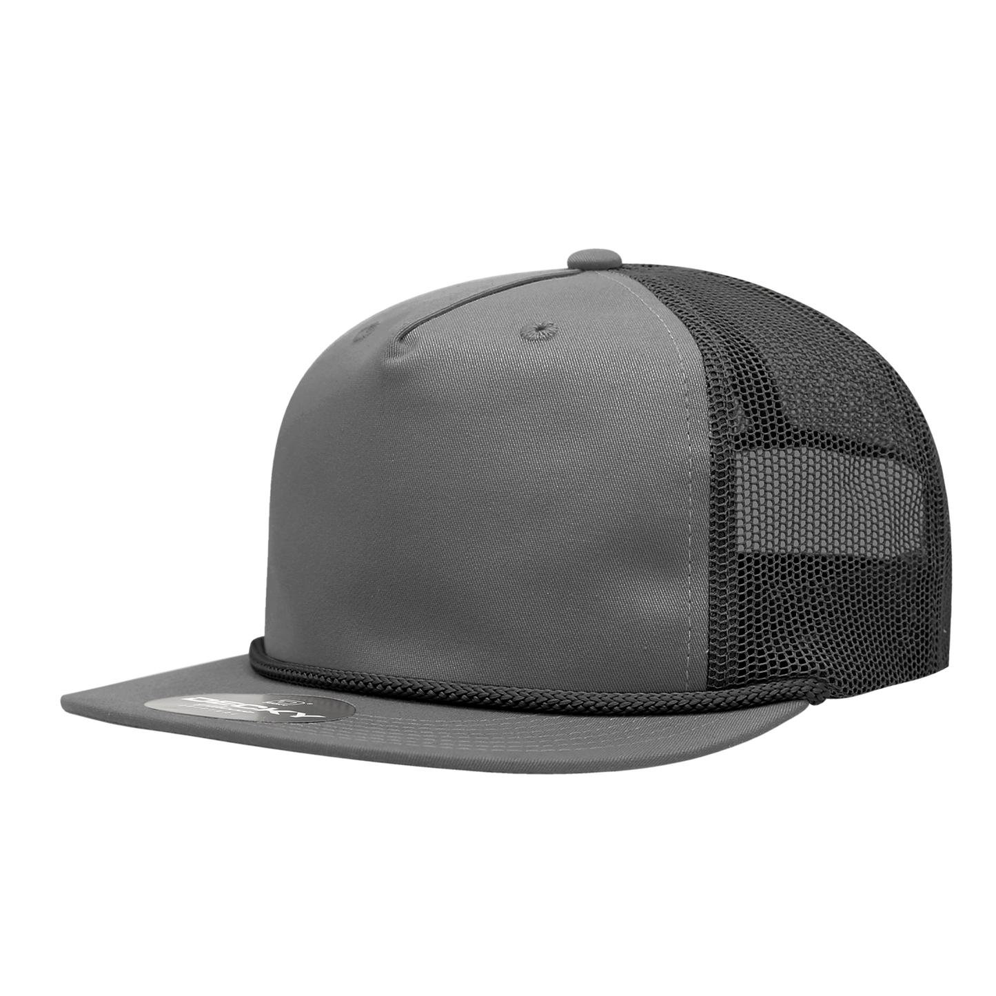 Decky-6041-5 Panel High Profile Relaxed Cotton Blend Trucker w/Rope