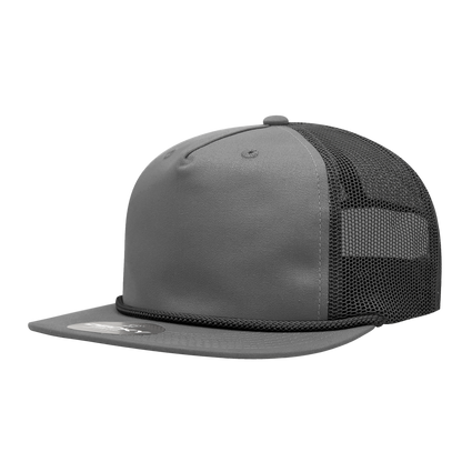 Decky-6041-5 Panel High Profile Relaxed Cotton Blend Trucker w/Rope
